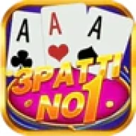 3 Patti No. 1 game icon with yellow 3D text on a pink platform